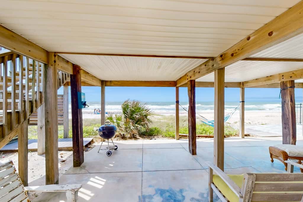 Dog-friendly with Gulf view, pool, balcony, deck, fireplace, central AC, & W&D