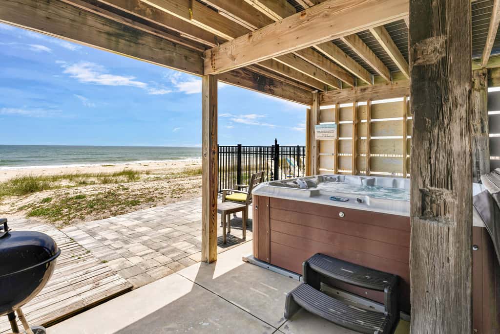 Dog-friendly with Gulf view, pool, balcony, deck, fireplace, central AC, & W&D
