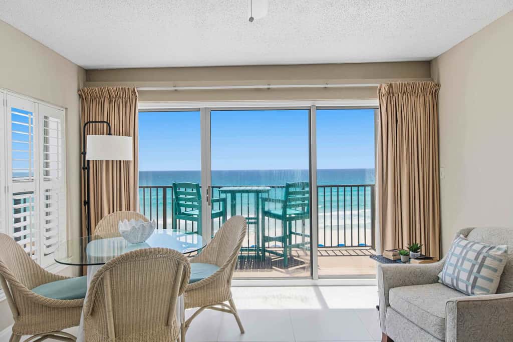 Spacious beachfront condo with full kitchen, shared pool and beach access
