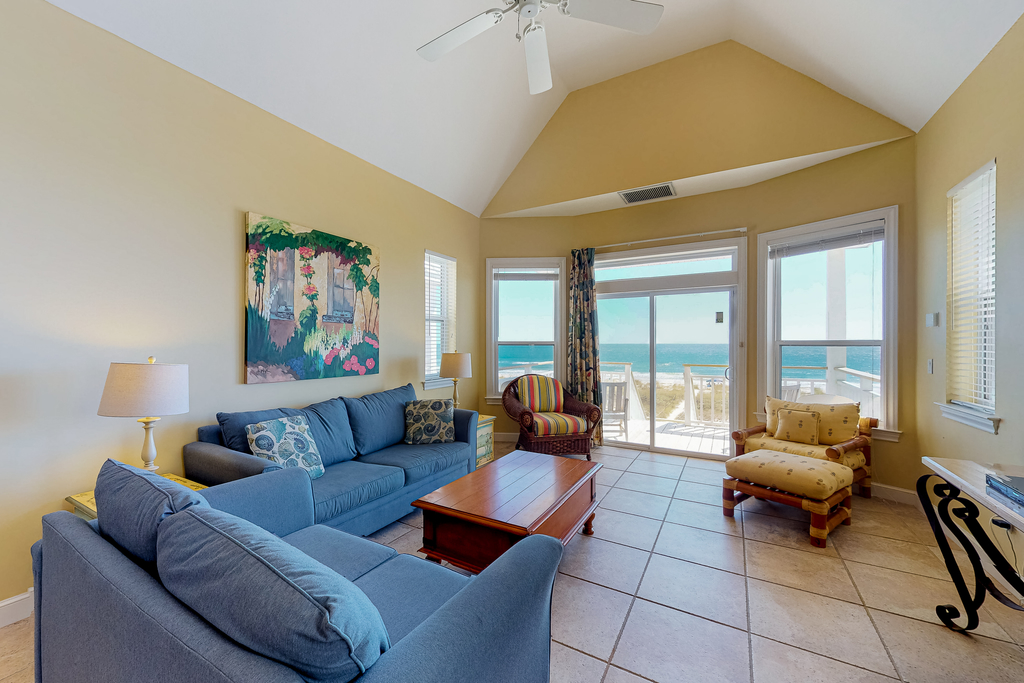 Dog-friendly beachfront bungalow with private boardwalk, charcoal grill, and AC