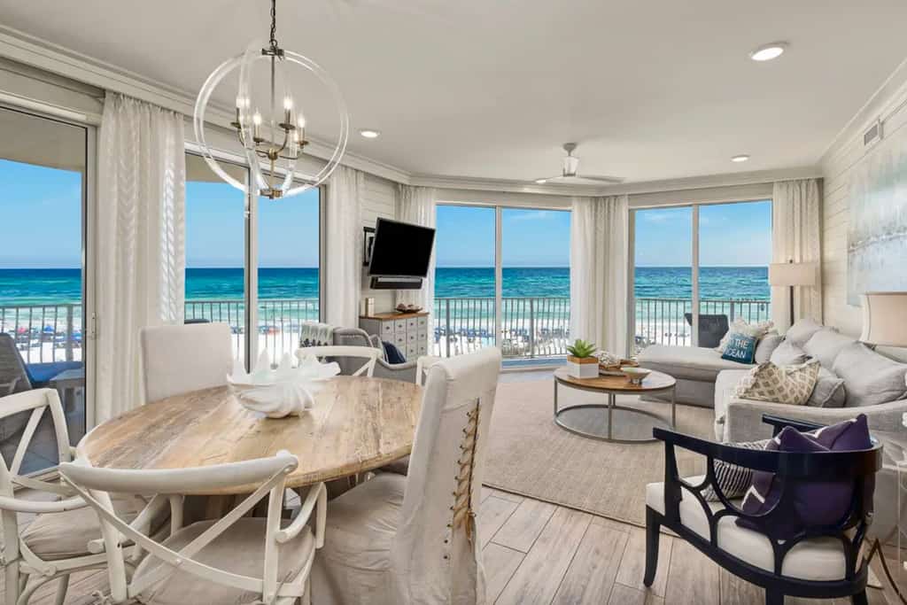 Stunning Beachfront condo with two pools, a hot tub, onsite gym and tennis/pickleball courts.