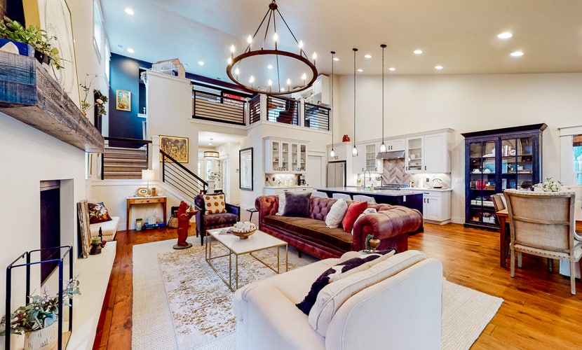 Beautifully designed North End farmhouse with three bedrooms, multiple living spaces, and a private backyard retreat. Enjoy a bright, open living area with vaulted ceilings, a gas fireplace, and a well-equipped kitchen, plus inviting outdoor dining and lounge areas. Conveniently located near Boise's foothills trails, Hyde Park, and downtown restaurants and attractions.