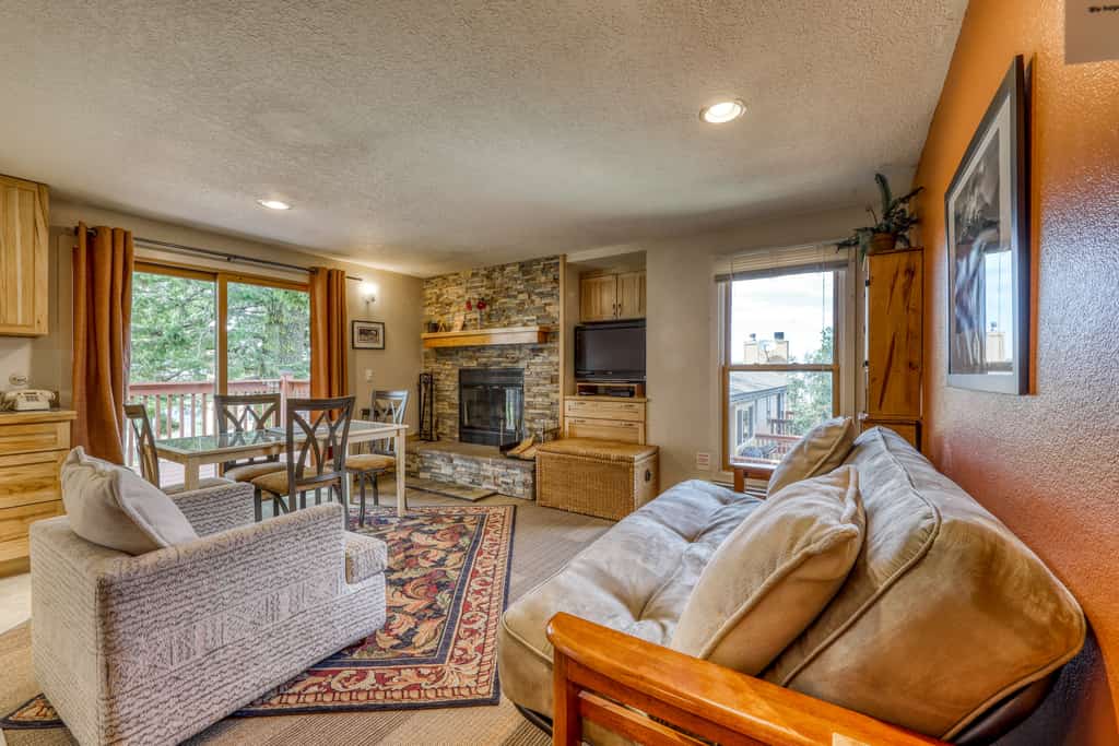 Stay slopeside at this second-floor ski-in/ski-out condo in the heart of Bogus Basin. Perfect for families, couples, or small groups, this mountain retreat features two queen beds, two private decks with mountain views, a cozy wood-burning fireplace, and direct access to the slopes. Spend the day skiing, hiking, or mountain biking, then unwind in the comfort of your mountain getaway just 20 miles from downtown Boise.
