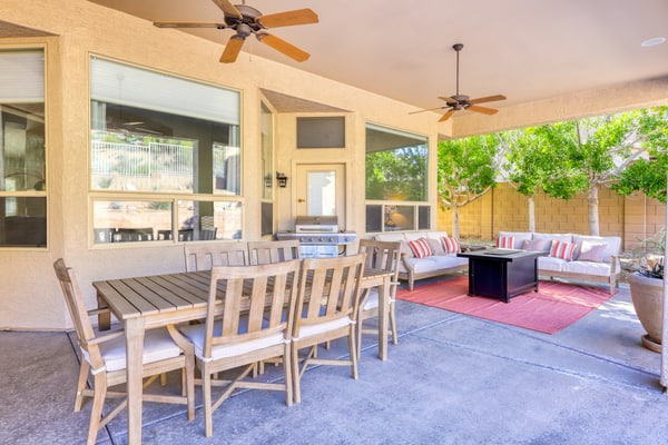 Private desert dream home with enclosed yard, pool, furnished lanai, & grill