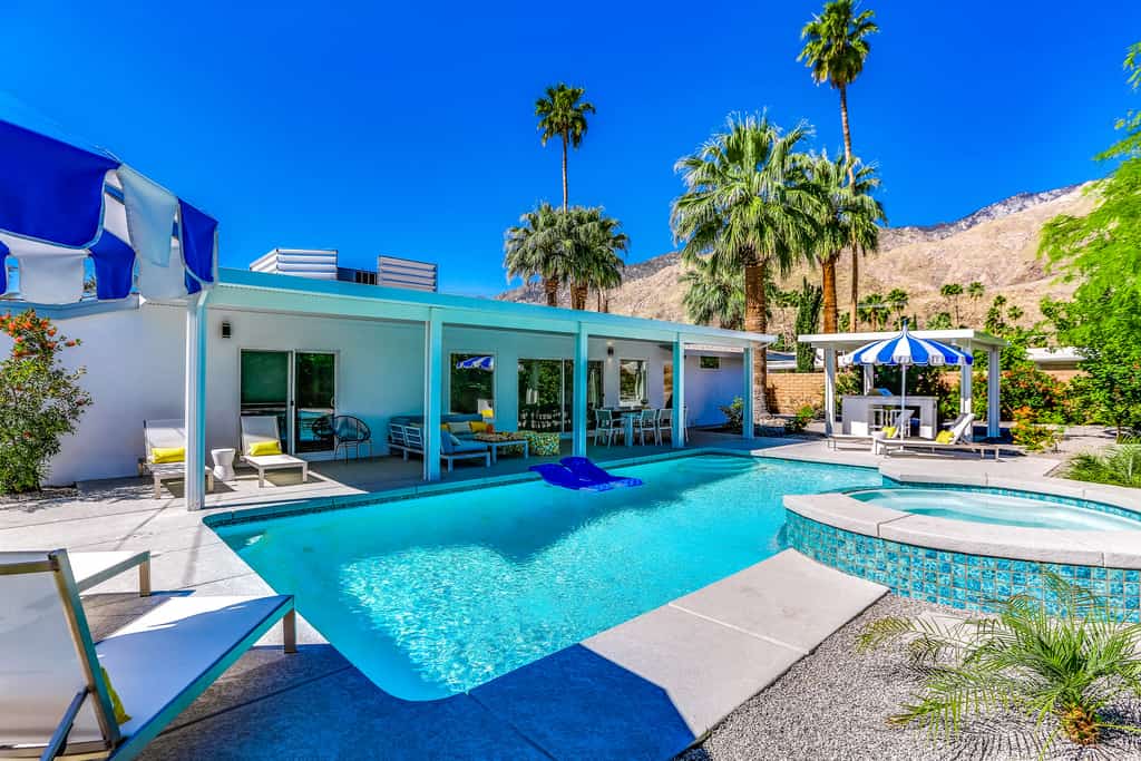 Fun mid-century modern home with private pool, spa, firepit, & gas grill