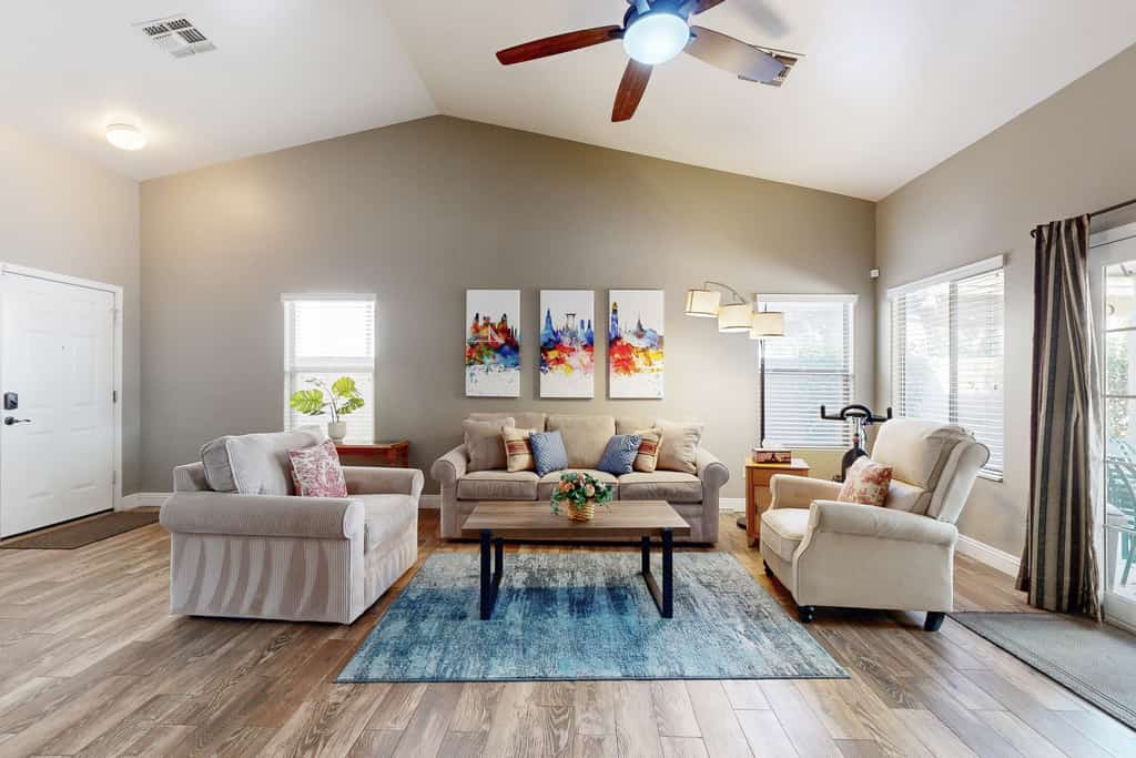 Modern home with large yard, mountain views, & convenient location