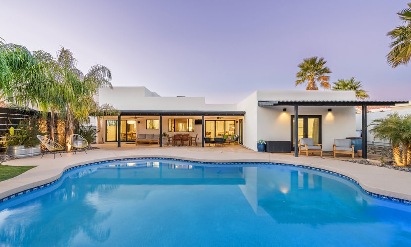 Designer dream home with opulent backyard, private pool, hot tub, game room & AC