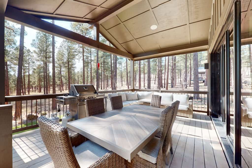 Updated luxury home with ensuite bedrooms, fireplace, & large deck w/ firepit