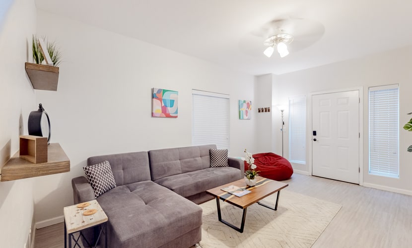 2-story home near downtown with outdoor pool, private patio, streaming, W/D, AC