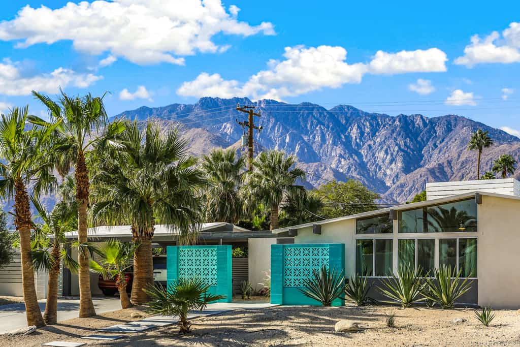 Iconic Mid-Century Modern Escape with a lovely mountain-view and private pool & spa - dog-friendly