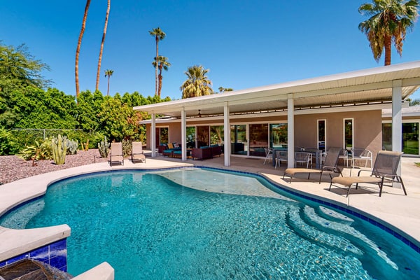 Mid-century modern retreat with pool/spa & firepit - golf & mtn views