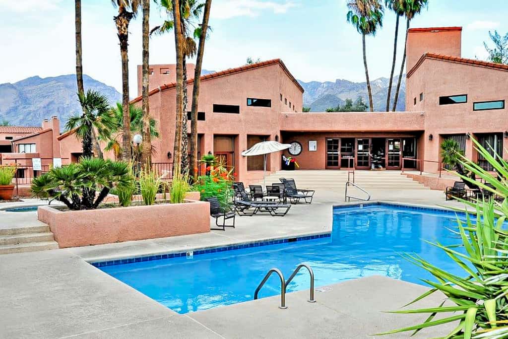 Mountain view stay with fireplace, resort-style amenities, central AC, & W/D