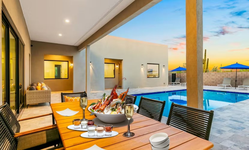 3-suite home on 2.5 acres, complete with a private pool & large furnished patio