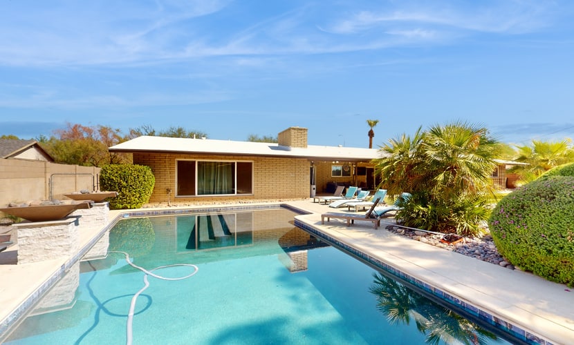 Dog-friendly home with private pool, hot tub, W/D, central AC & enclosed yard