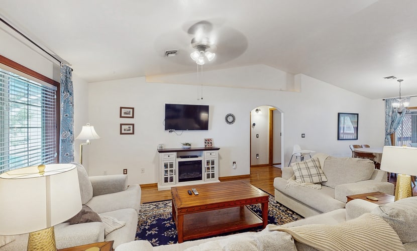 Dog-friendly home w/ covered patio, bbq grill, fenced yard, & central AC