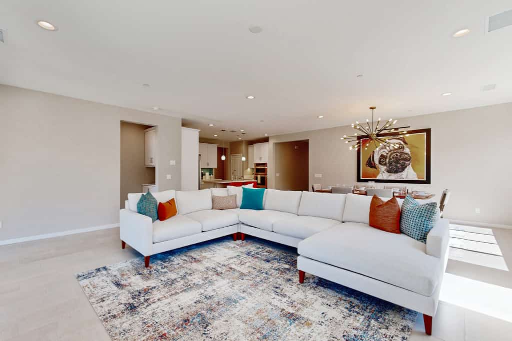 Modern home with gas fireplace, mountain views, large yard