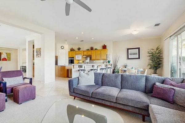 PGA West course-side house with shared pool, hot tub, and golf access