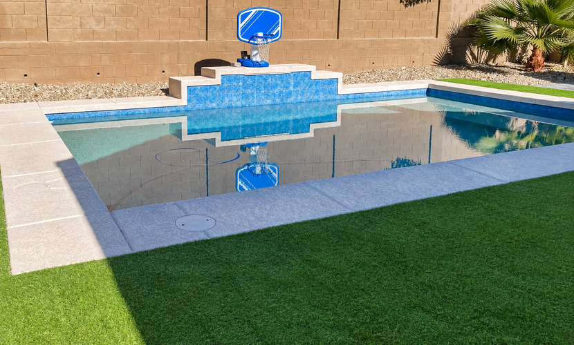 Single-story home with enclosed yard, private pool, hot tub, patio, & grill