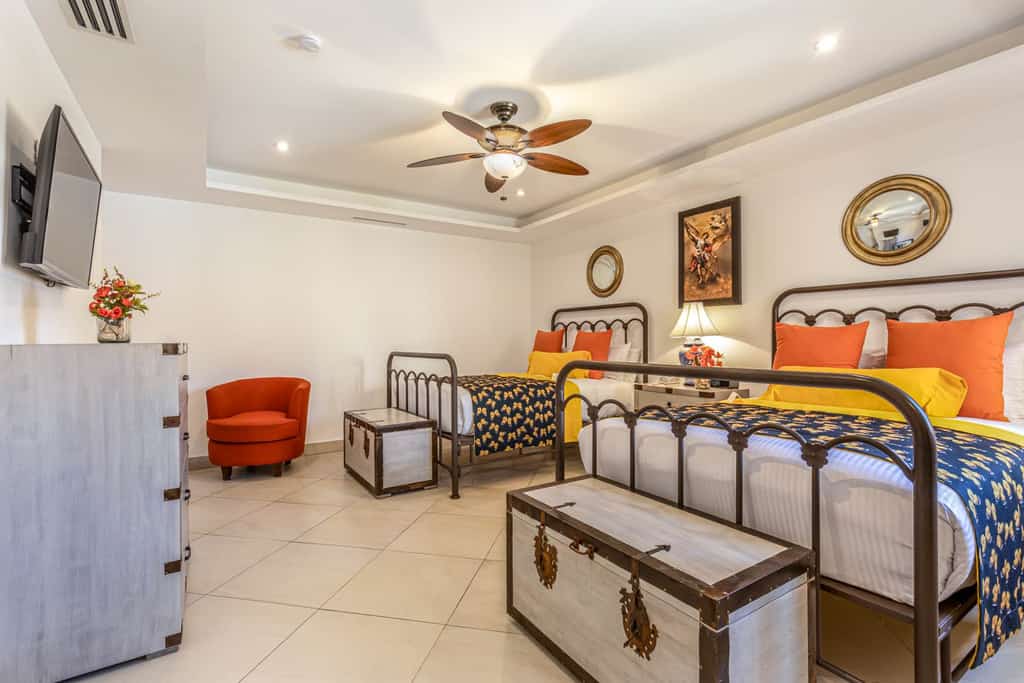 Enjoy the fantastic amenities of Hacienda Encantada Resort while savoring the comfort and seclusion of our two-bedroom condo

• One king-size bed, two queen beds, and a sofa bed
• Infinity pool, jacuzzi, and grill area 
• Restaurants of various specialties and bars
• Optional all-inclusive packages*
• Sports area with pickleball, tennis, and beach volleyball courts
• Wellness area
• Butler services 
• Resort access with amazing amenities 
• Private beach access 
• 24/7 security



