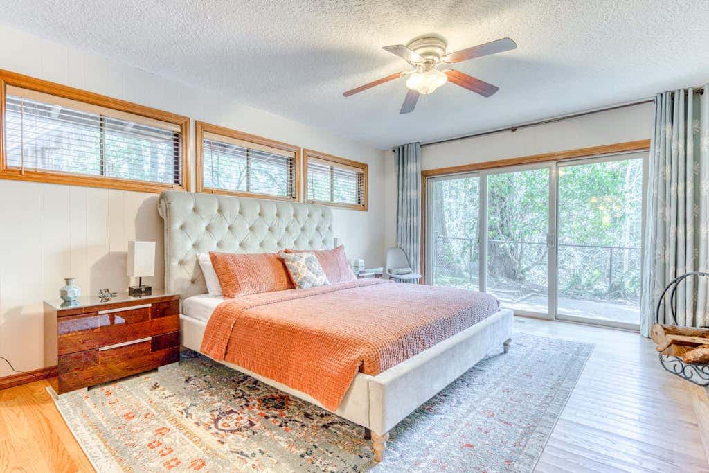 Dog-friendly, riverfront home with a wood-burning fireplace & views
