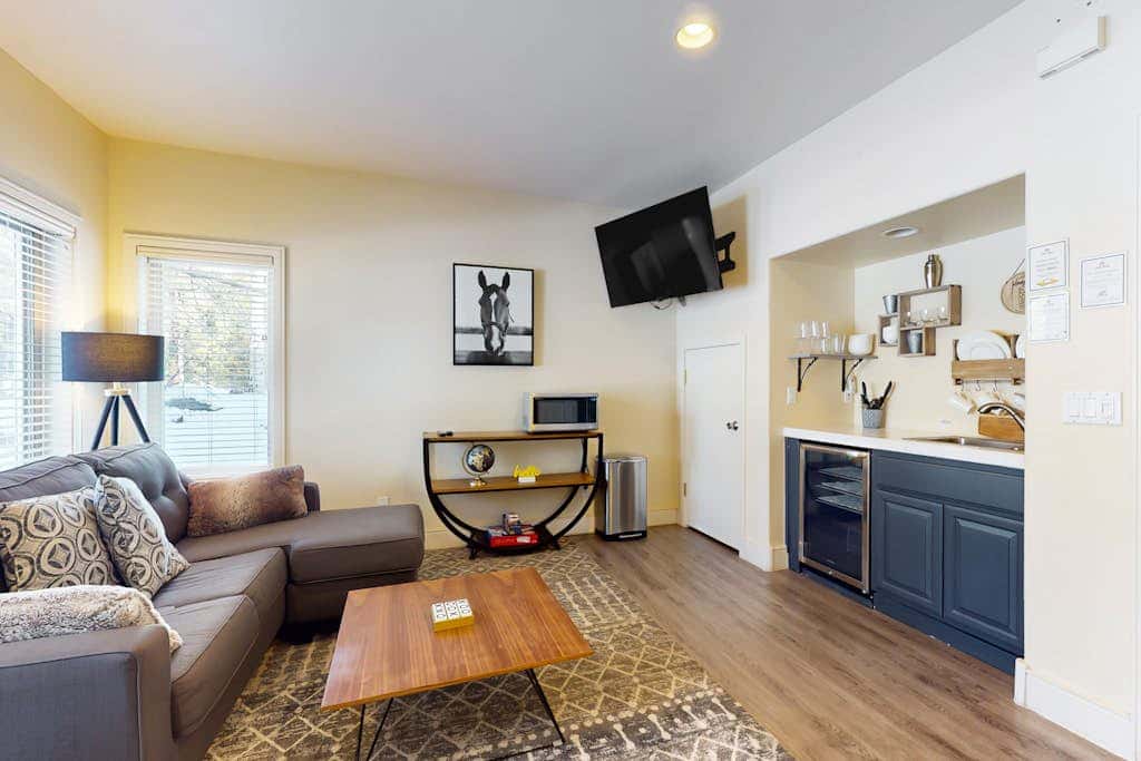 Conveniently located townhome with kitchen, kitchenette, balcony & fireplace