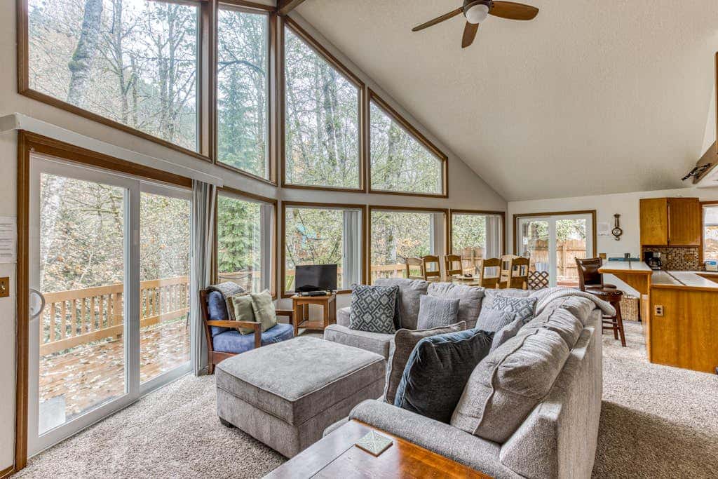 Expansive Wooded Home with a Brook, Firepit, Private Hot Tub and Shared Pool