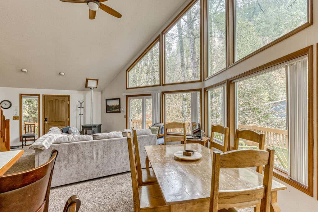 Expansive Wooded Home with a Brook, Firepit, Private Hot Tub and Shared Pool