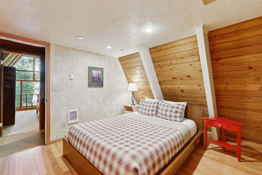 Dog-friendly, A-frame cabin with private hot tub - tranquil setting near skiing