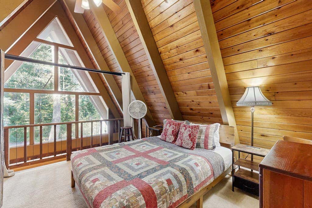 Dog-friendly, A-frame cabin with private hot tub - tranquil setting near skiing