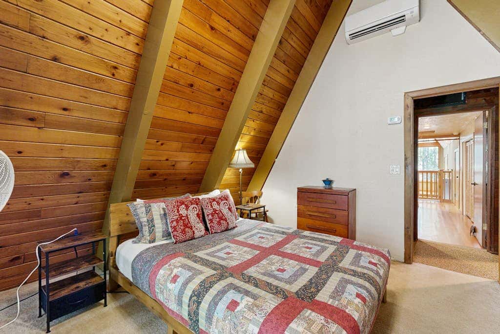 Dog-friendly, A-frame cabin with private hot tub - tranquil setting near skiing