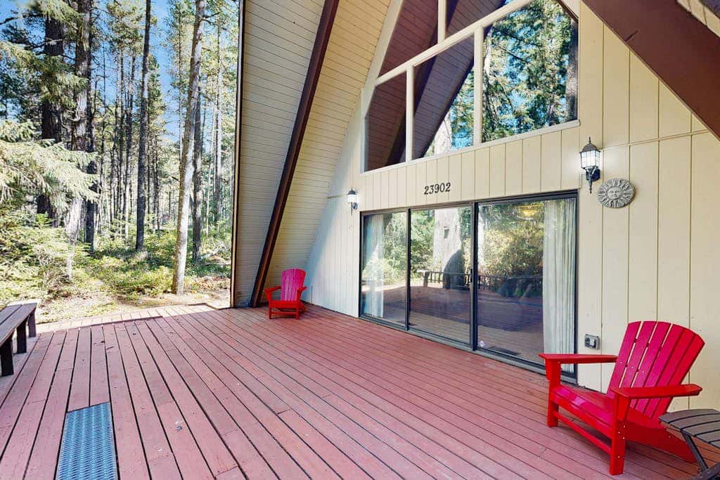 Dog-friendly, A-frame cabin with private hot tub - tranquil setting near skiing