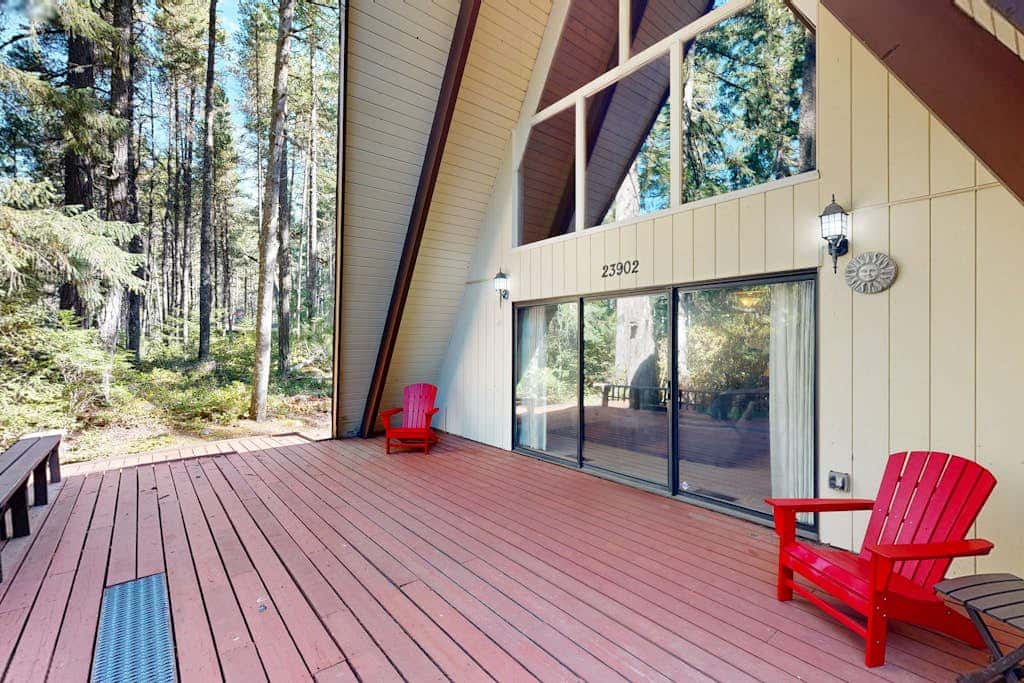 Dog-friendly, A-frame cabin with private hot tub - tranquil setting near skiing