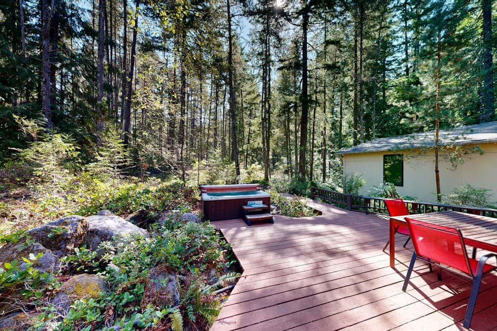 Dog-friendly, A-frame cabin with private hot tub - tranquil setting near skiing