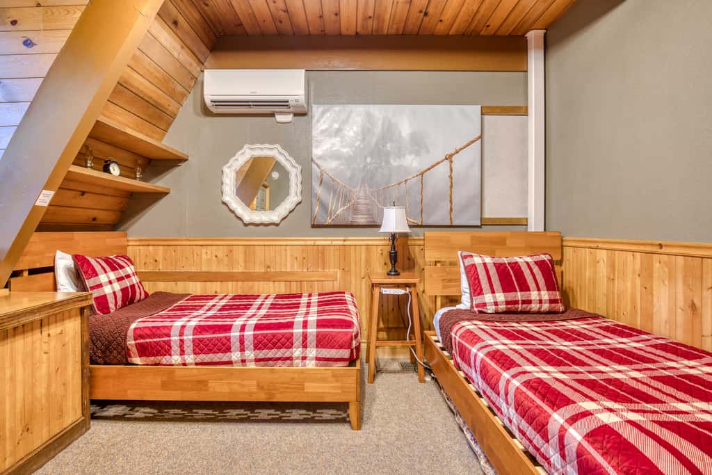 Dog-friendly, A-frame cabin with private hot tub - tranquil setting near skiing