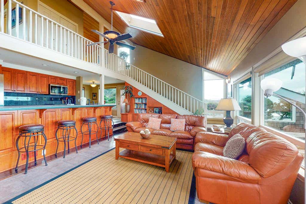 Oceanfront Home with Private Hot Tub, Ocean Views, Fireplace & Beach Access Path