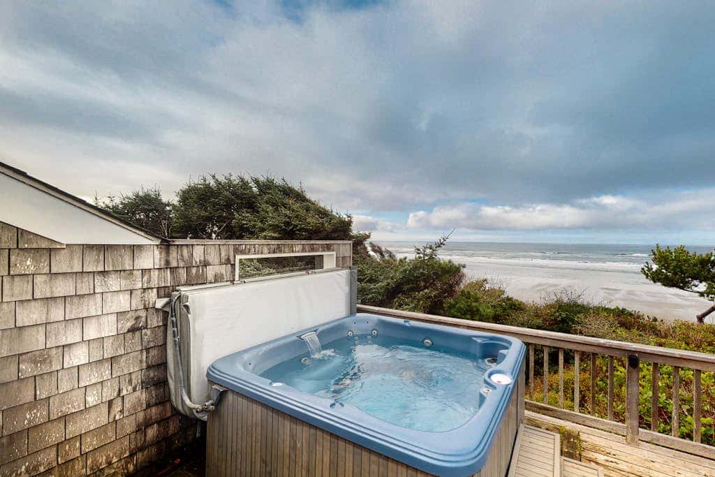 Oceanfront Home with Private Hot Tub, Ocean Views, Fireplace & Beach Access Path
