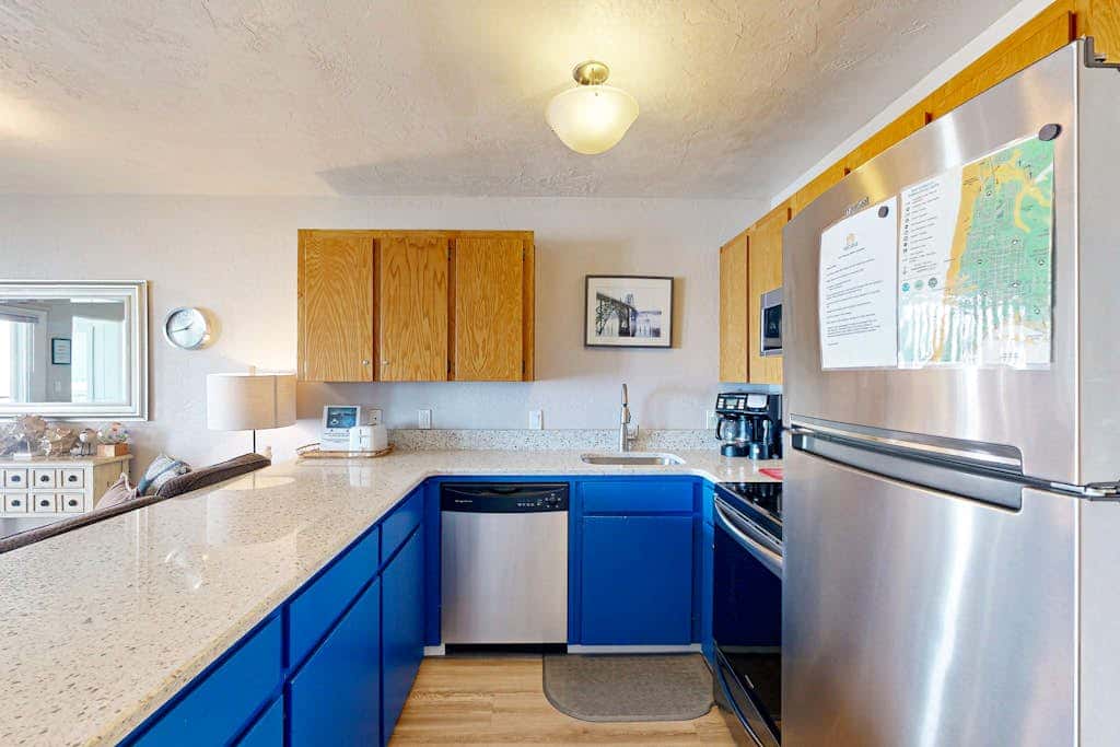 Modern oceanfront studio condo on Nye Beach with seasonal pool