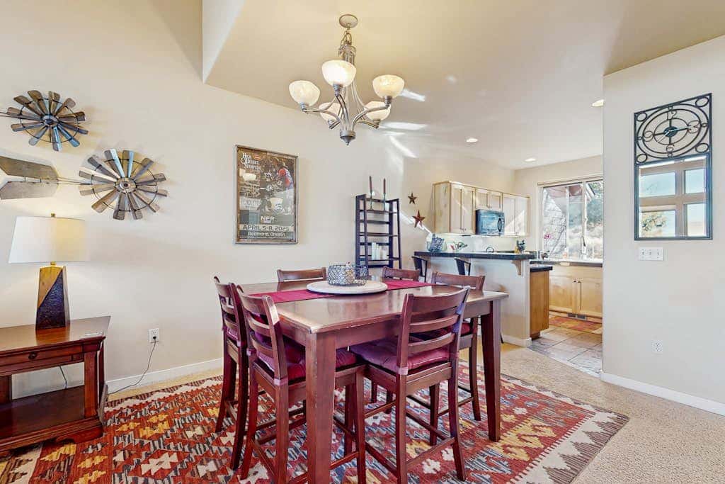 Dog-friendly townhome with mountain views, pools, hot tubs, fitness room, & W&D