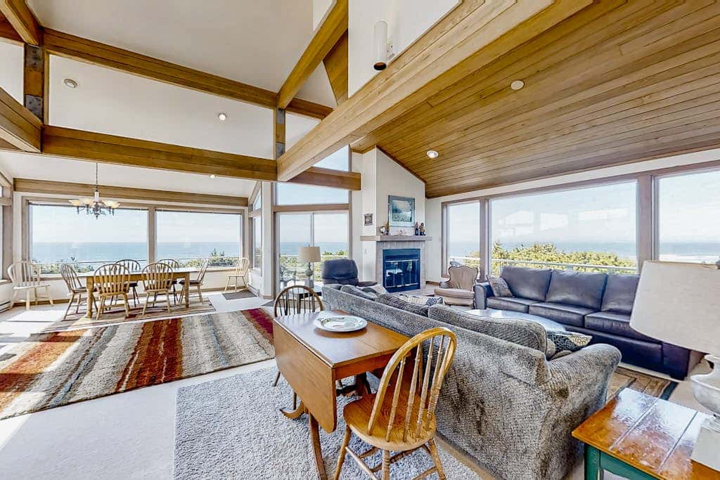 Spacious oceanfront home with free WiFi, and wrap-around deck