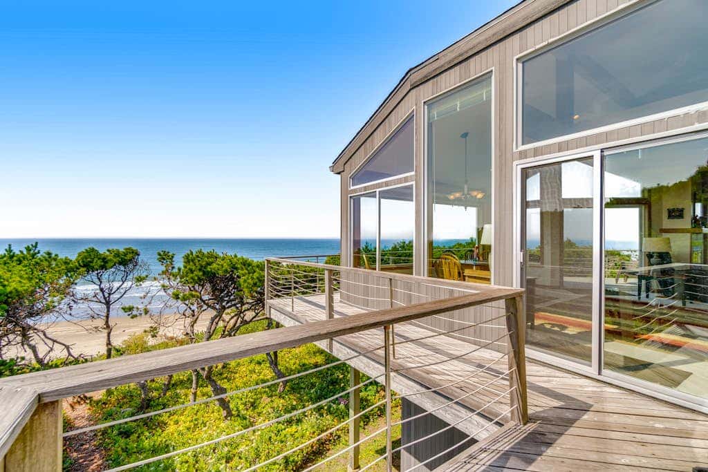 Spacious oceanfront home with free WiFi, and wrap-around deck