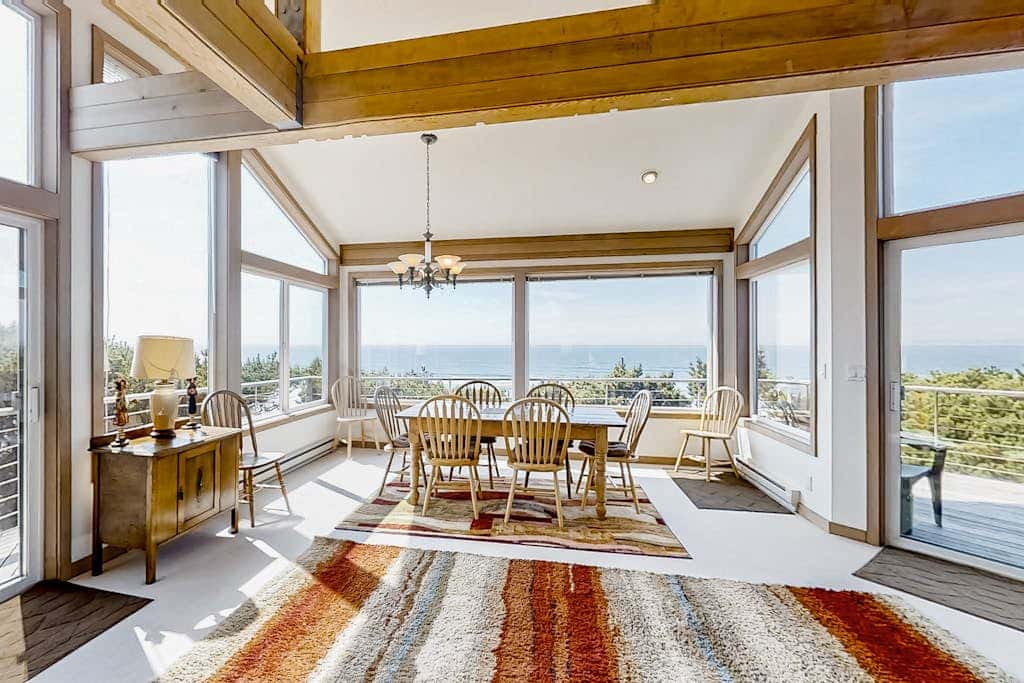 Spacious oceanfront home with free WiFi, and wrap-around deck