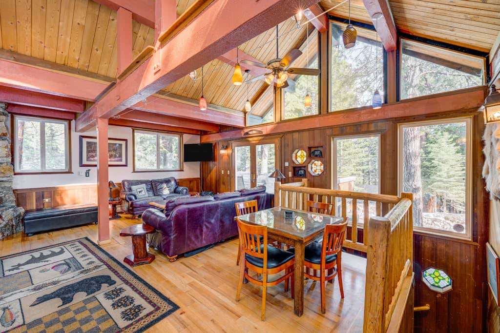 Dog-friendly cabin with private hot tub, fireplace, near skiing & the beach