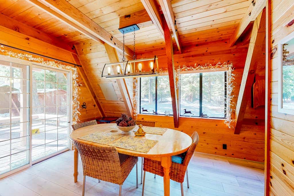 Dog-friendly A-frame cabin with 2 decks & fireplace - walk to the beach