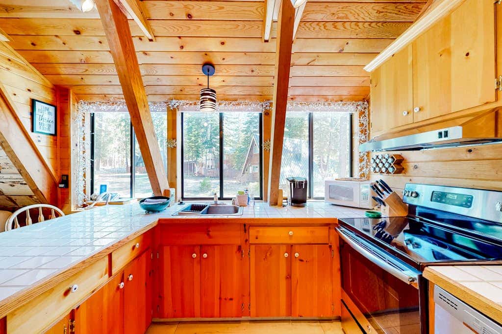 Dog-friendly A-frame cabin with 2 decks & fireplace - walk to the beach