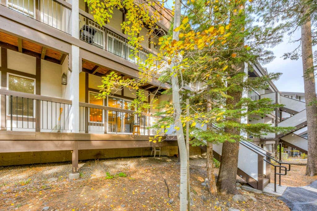 Olympic Valley condo with pool, hot tub, tennis, fireplace, & private balcony