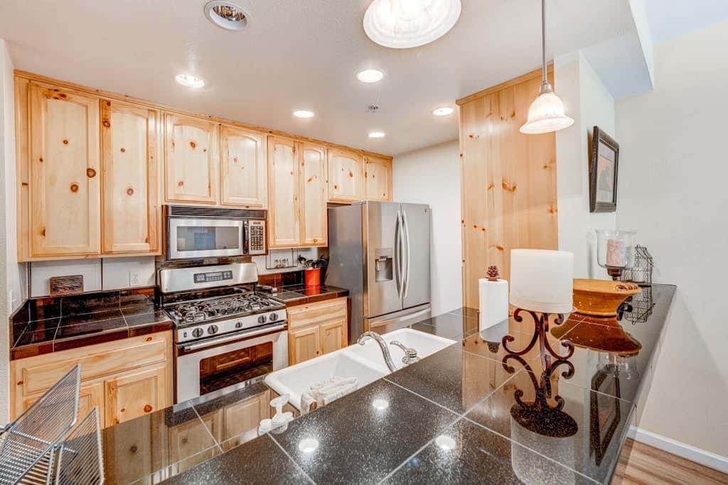 Olympic Valley condo with pool, hot tub, tennis, fireplace, & private balcony