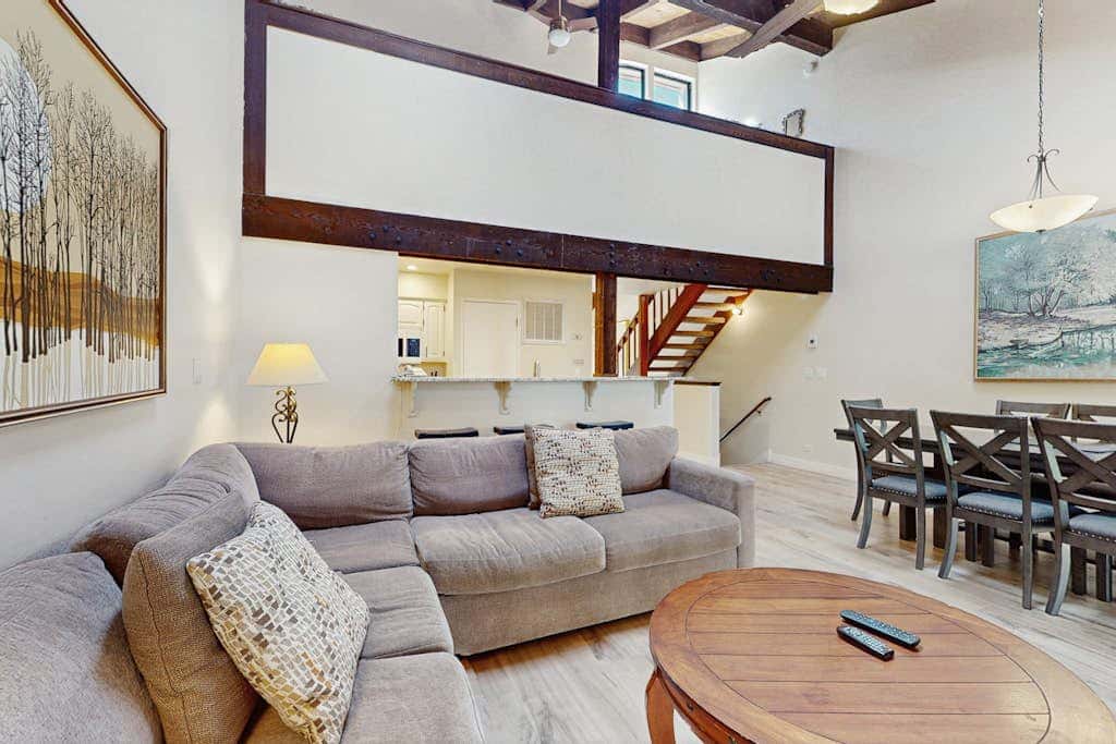 Let reality drift away with the lake view at this townhome with a private beach