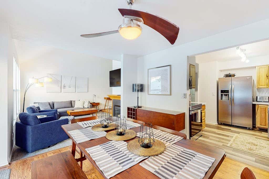Stylish Ski Retreat with  a Gas Fireplace, Fast WiFi, Private Hot Tub, & Patio