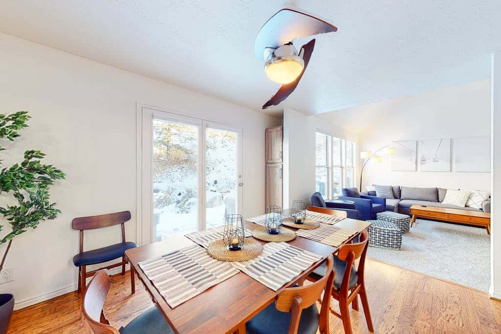 Stylish Ski Retreat with  a Gas Fireplace, Fast WiFi, Private Hot Tub, & Patio
