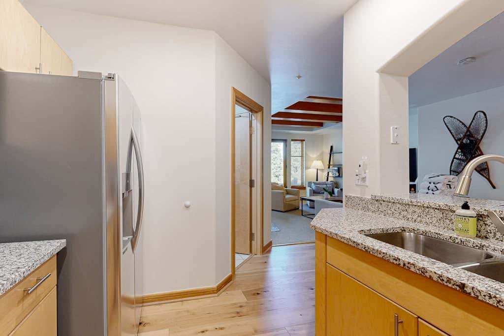 True ski-in - ski-out at Solitude Resort Creekside with view of Apex lift